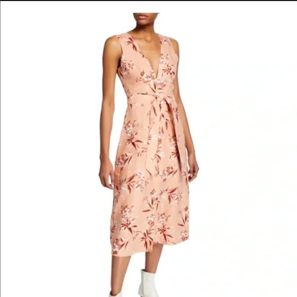 Joie NWT Ethelda Floral-Print V-Neck Midi Dress size Large